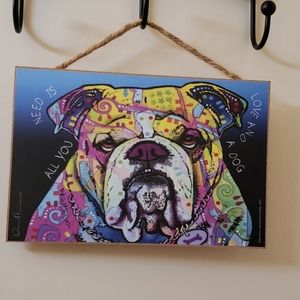 Dean Russo Colorful Bulldog Wooden Sign.